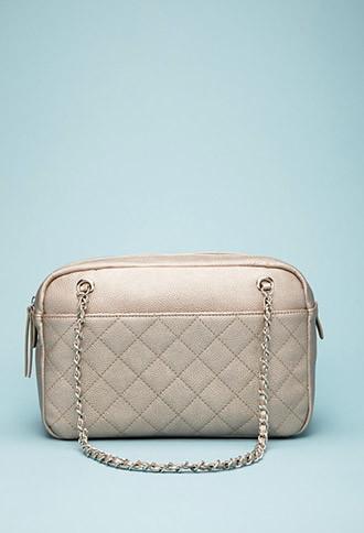 Forever21 Quilted Faux Leather Shoulder Bag (pewter)