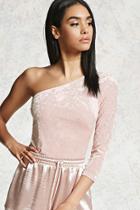 Forever21 Crushed Velvet One-shoulder Top