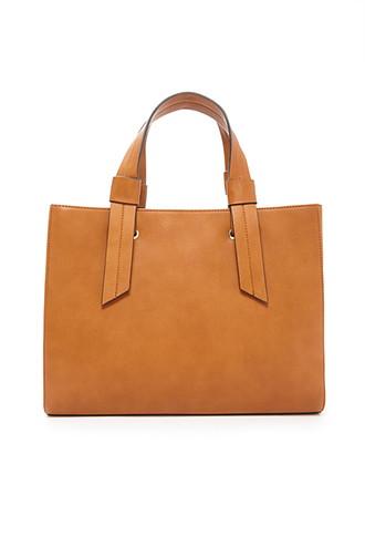 Forever21 Structured Faux Leather Satchel (tan)