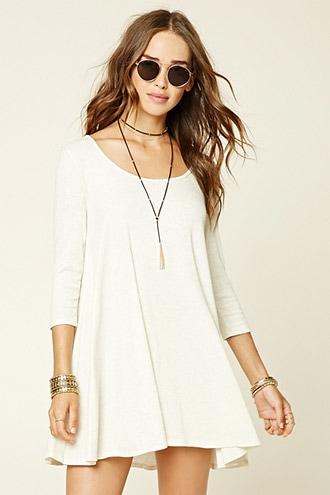 Forever21 Women's  Ivory Ribbed Knit Shift Dress