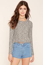 Forever21 Women's  Cropped Ribbed Knit Sweater