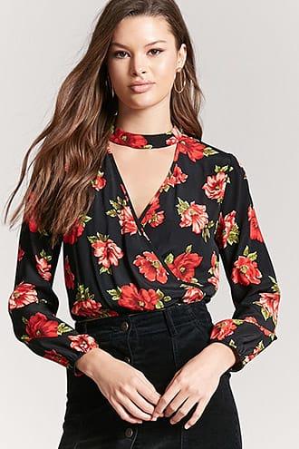 Forever21 Floral Cutout Surplice Top