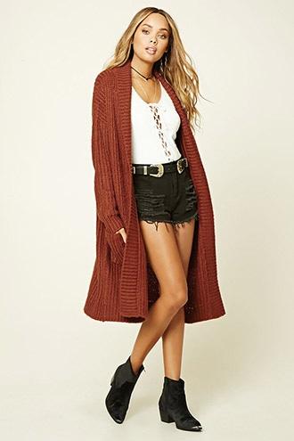 Forever21 Women's  Longline Sweater Cardigan
