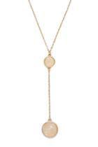 Forever21 Cream & Gold Faux Stone Lariat Necklace