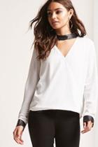 Forever21 Faux Leather Trim Wrap Top