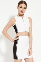 Forever21 Women's  Ivory & Black Colorblocked Crop Top