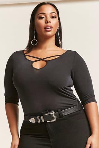 Forever21 Plus Size Slub Knit Keyhole Top