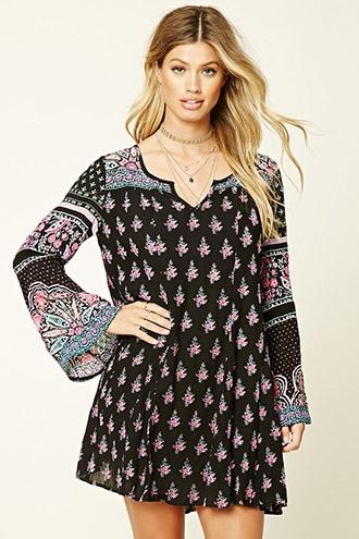Forever21 Women's  Black I The Wild Floral Print Dress