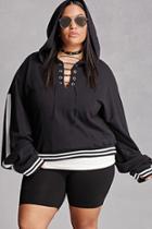 Forever21 Private Academy Hooded Lace-up Top