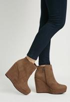 Forever21 Faux Suede Wedge Booties (deep Taupe)