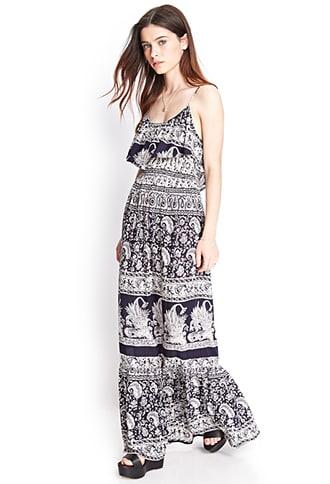 Forever21 Flounced Tribal Print Maxi Dress