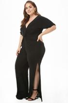Forever21 Plus Size Sheeny Twist-front Jumpsuit