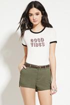 Forever21 Women's  Belted Chino Shorts