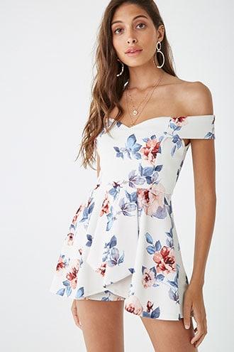 Forever21 Floral Split Skort Romper