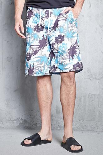 Forever21 Palm Tree Motif Swim Trunks