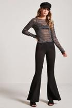 Forever21 Metallic Ribbed Flare Pants
