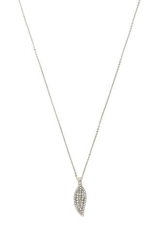Forever21 Silver & Clear Leaf Pendant Necklace