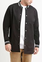 21 Men Men's  Varsity-striped Longline Jacket