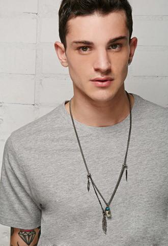 21 Men Ettika Layered Feather Charm Necklace