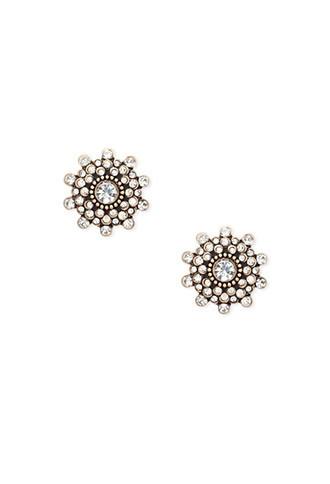 Forever21 Rhinestone Circle Studs (antic Gold/clear)