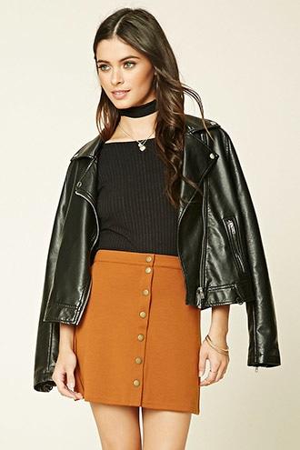 Forever21 Women's  Amber Button-front Mini Skirt