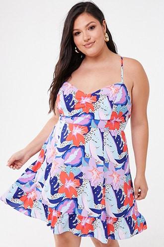 Forever21 Plus Size Floral Ruched Cami Dress