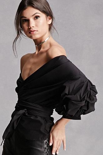 Forever21 Wrap-front Off-the-shoulder Top