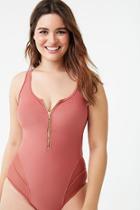 Forever21 Plus Size Zip-front One-piece Swimsuit