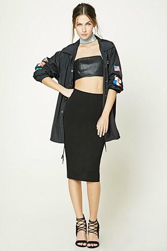 Forever21 Women's  Black Stretch-knit Skirt