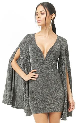 Forever21 Metallic Angel-sleeve Mini Dress