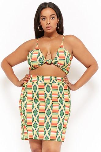 Forever21 Plus Size Tribal-inspired Mini Skirt