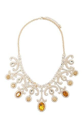 Forever21 Faux Gem & Rhinestone Statement Necklace