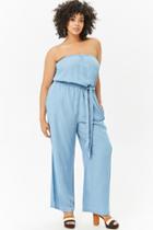 Forever21 Plus Size Chambray Wide-leg Jumpsuit