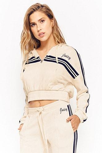 Forever21 Juicy Couture Varsity-striped Hoodie