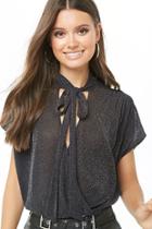 Forever21 Glitter Knit Tie-neck Top