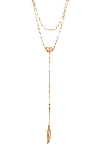 Forever21 Beaded Feather Layered Necklace