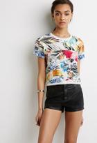 Forever21 Striped Tropical Print Top