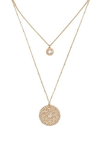 Forever21 Gold & Clear Ornate Pendant Layered Necklace