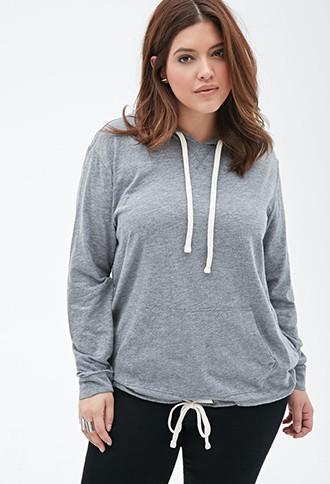 Forever21 Plus Women's  Heathered Drawstring Hoodie