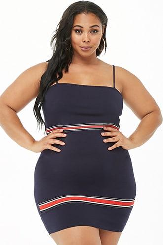 Forever21 Plus Size Striped-trim Bodycon Dress