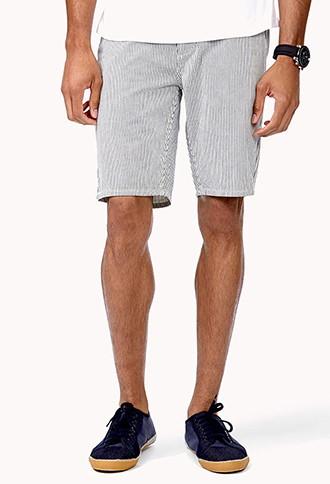 21 Men Railroad Stripe Bermuda Shorts