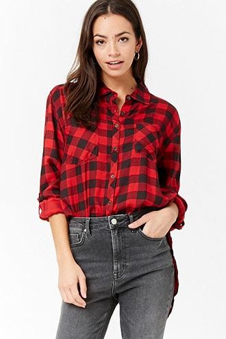 Forever21 Buffalo Plaid High-low Shirt
