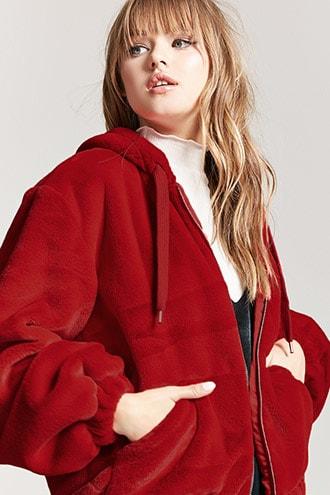 Forever21 Plush Balloon Sleeve Hoodie