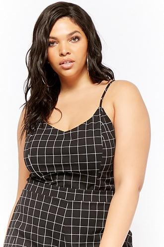 Forever21 Plus Size Grid Print Cami