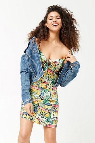 Forever21 Palm Tree Print Cami Dress