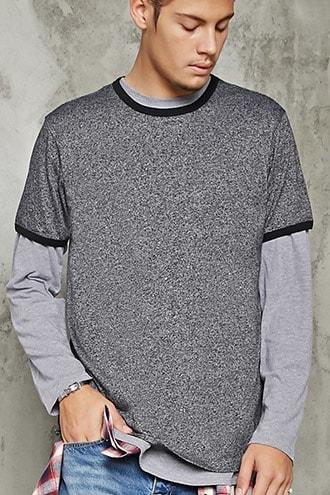 Forever21 Marled Ringer Tee