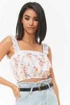 Forever21 Ruffle-trim Floral Print Crop Top