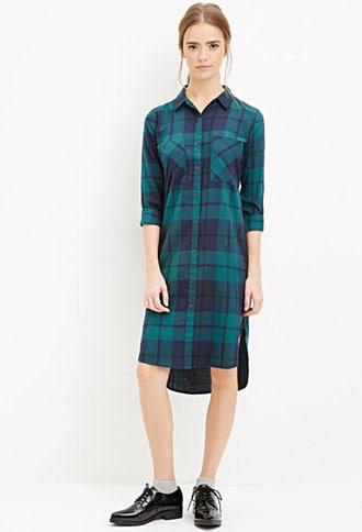 Forever21 Plaid Midi Shirt Dress