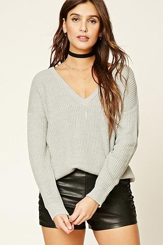Forever21 Ribbed Knit V-neck Sweater