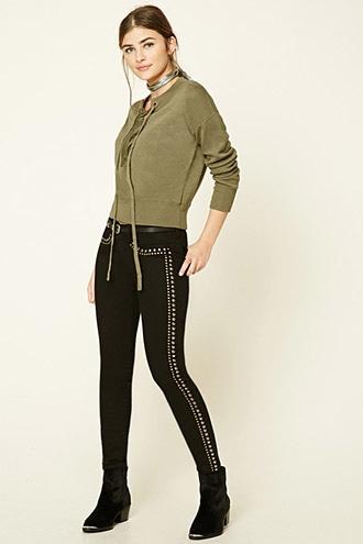 Forever21 Women's Studded Low-rise Skinny Jeans